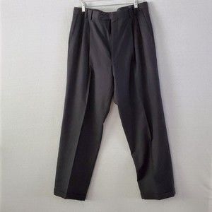 Jos. A Bank Men's Wool Pleated Dress Pants with Cuffs Charcoal Gray Size 36/30